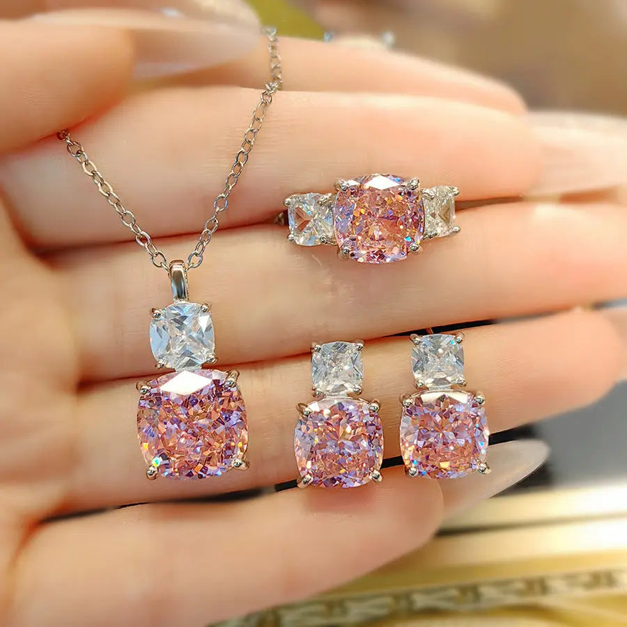 High Carbon Diamond Ice Flower Cut All-match Necklace -   0