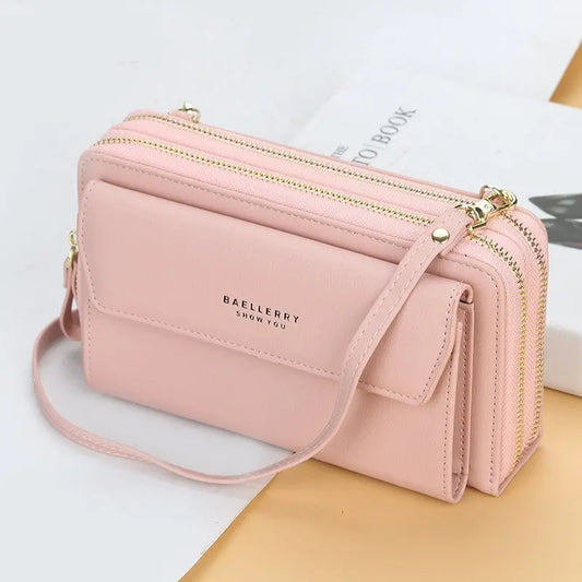 Ladies Long Wallet Double Zipper Large Capacity Diagonal Bag