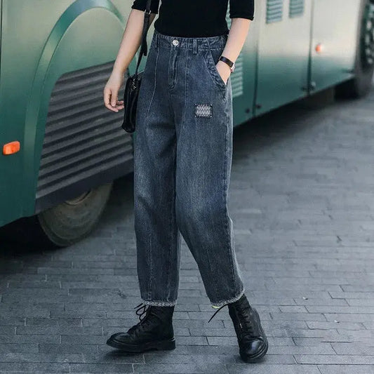 Fashionable High Waist Straight Jeans