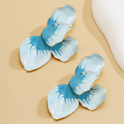 Gradient Petals Dripping Oil Exaggerated Earrings -   0
