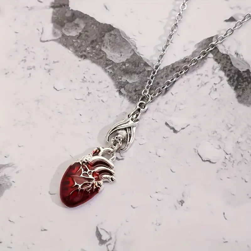 „Bat-shaped Blood Drop Heart“ Halskette -   0 #