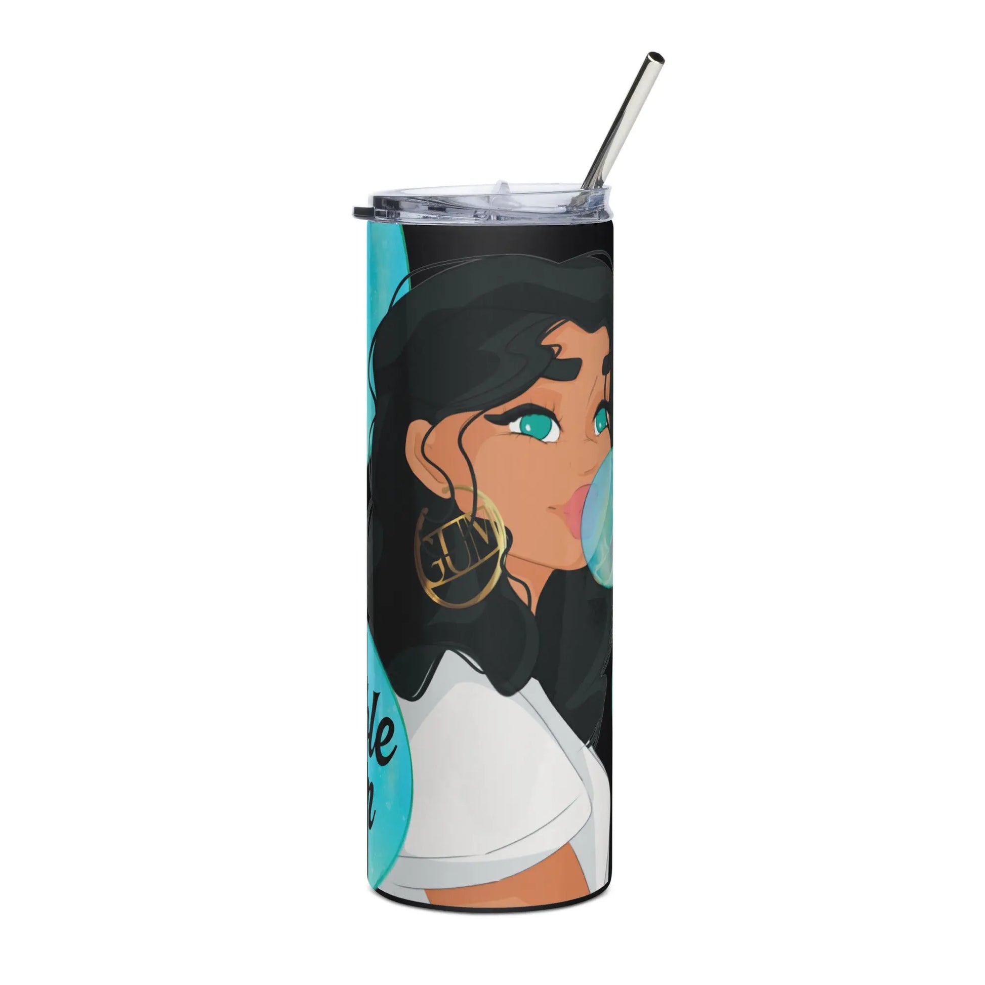 Bubble Gum - Steel Cup -   Reisebecher mit Henkel, Edelstahl Trinkflasche mit Strohhalm #