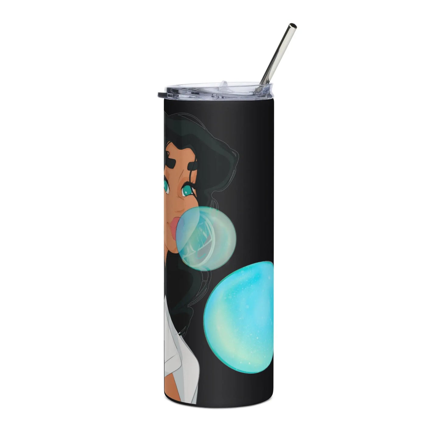 Bubble Gum - Steel Cup -   Reisebecher mit Henkel, Edelstahl Trinkflasche mit Strohhalm #