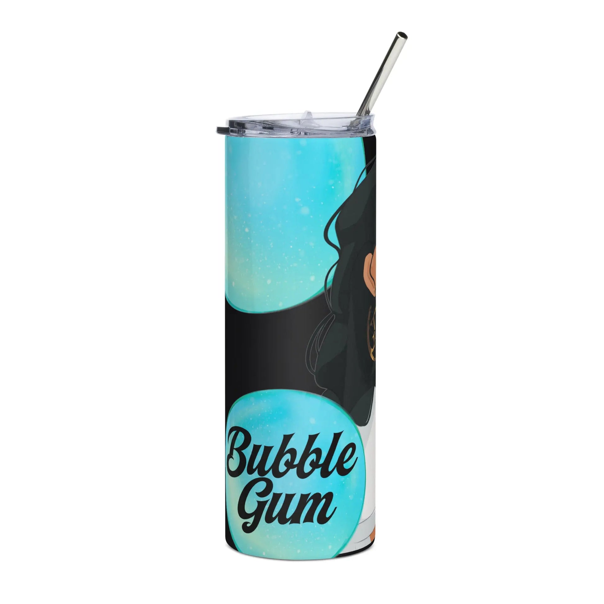 Bubble Gum - Steel Cup -   Reisebecher mit Henkel, Edelstahl Trinkflasche mit Strohhalm #