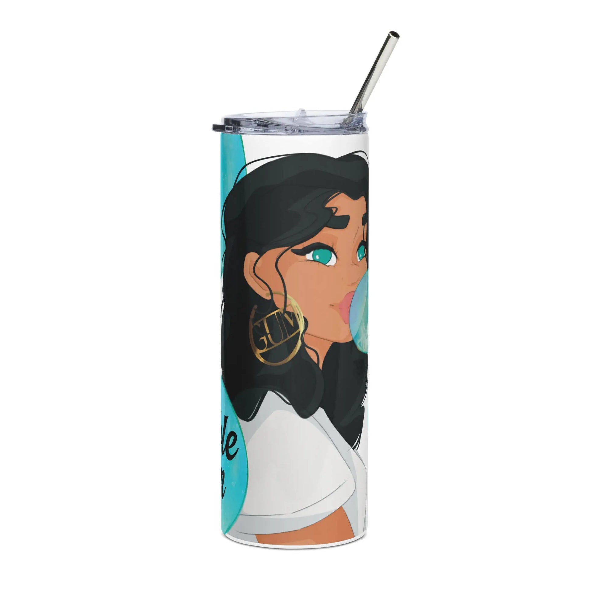 Bubble Gum - Steel Cup -   Reisebecher mit Henkel, Edelstahl Trinkflasche mit Strohhalm #
