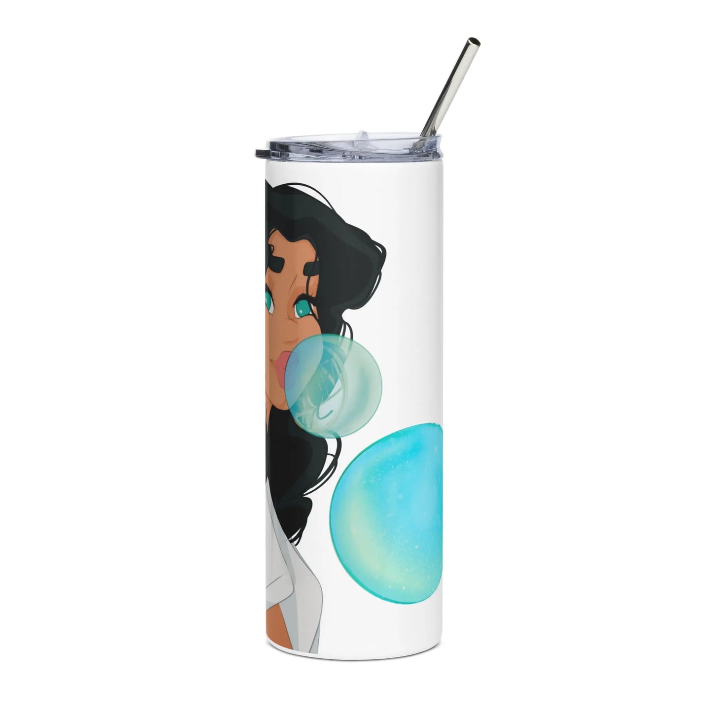 Bubble Gum - Steel Cup -   Reisebecher mit Henkel, Edelstahl Trinkflasche mit Strohhalm #