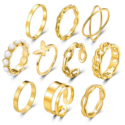 'Butterfly Pearl' - Ring Set -   Schmuck #