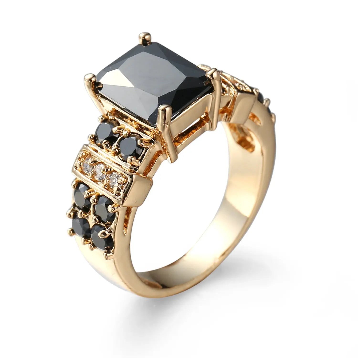 Copper Inlaid Zircon Punk Color Copper Ring -   0 #
