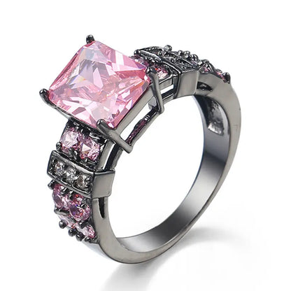 Copper Inlaid Zircon Punk Color Copper Ring -   0 #