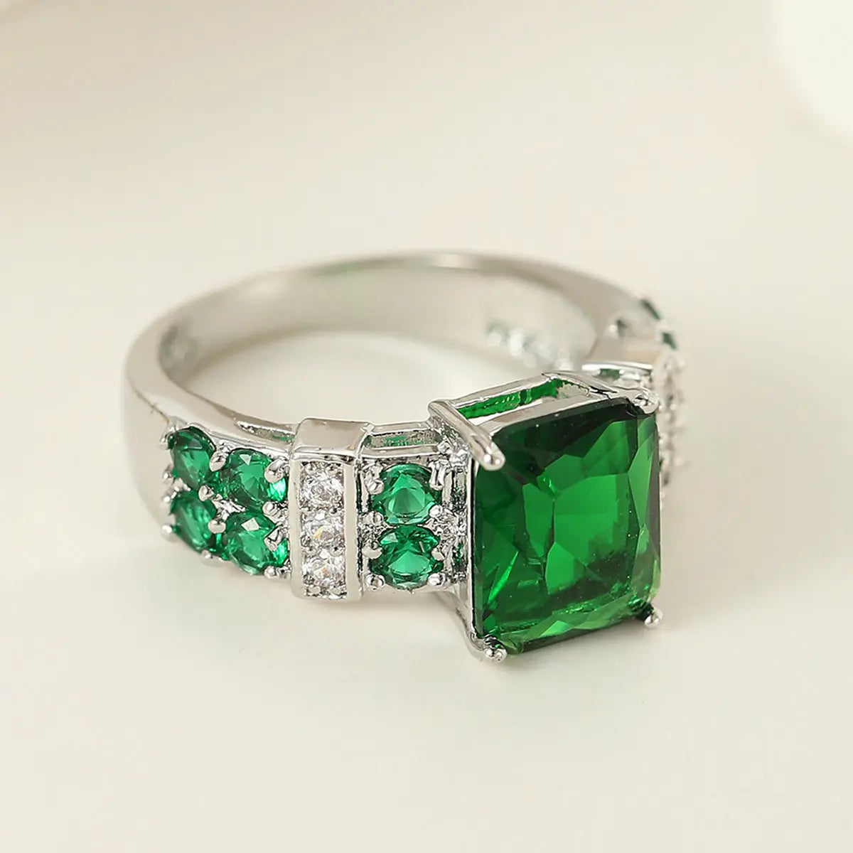 Copper Inlaid Zircon Punk Color Copper Ring -   0 #