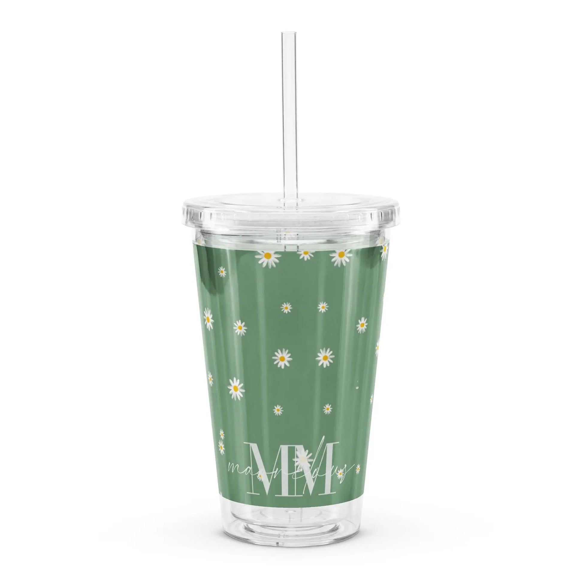 Flower Pattern - Clear Cup -   Weinbecher, Doppelwandiger Becher aus Plastik (16 oz) #