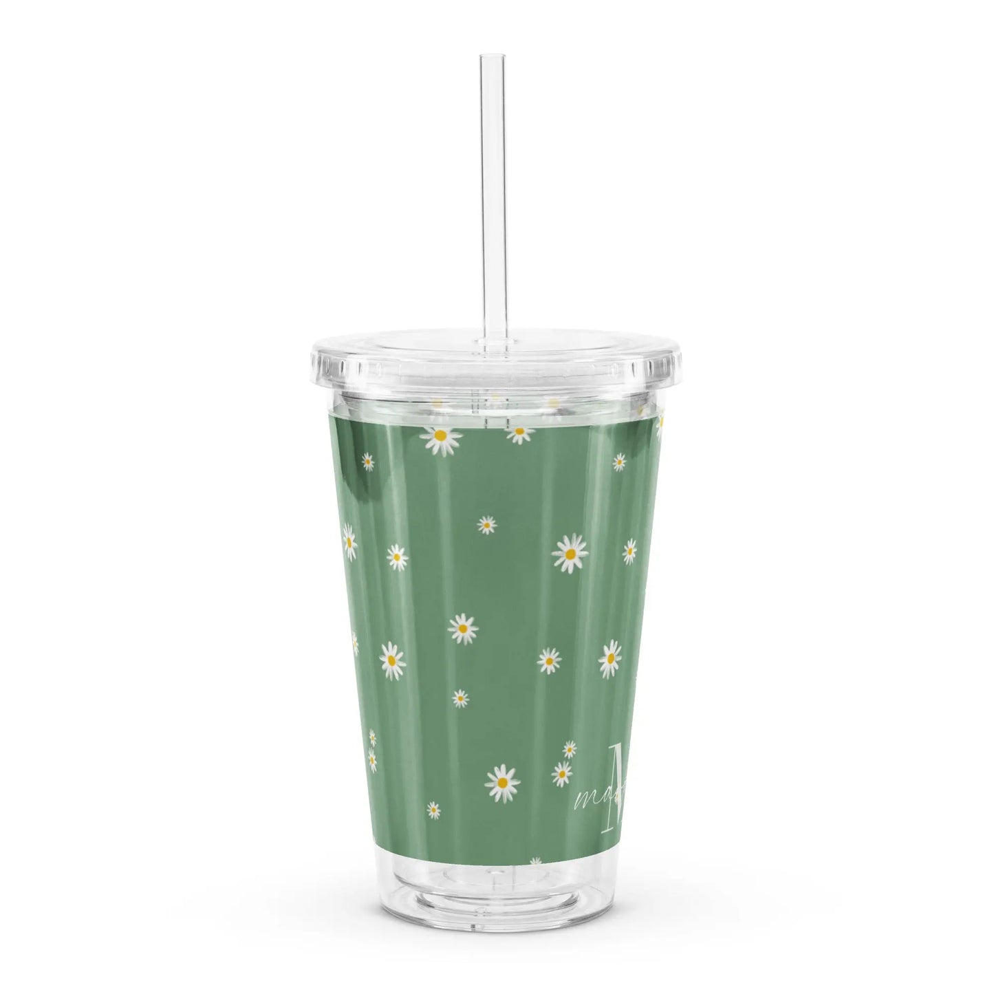 Flower Pattern - Clear Cup -   Weinbecher, Doppelwandiger Becher aus Plastik (16 oz) #