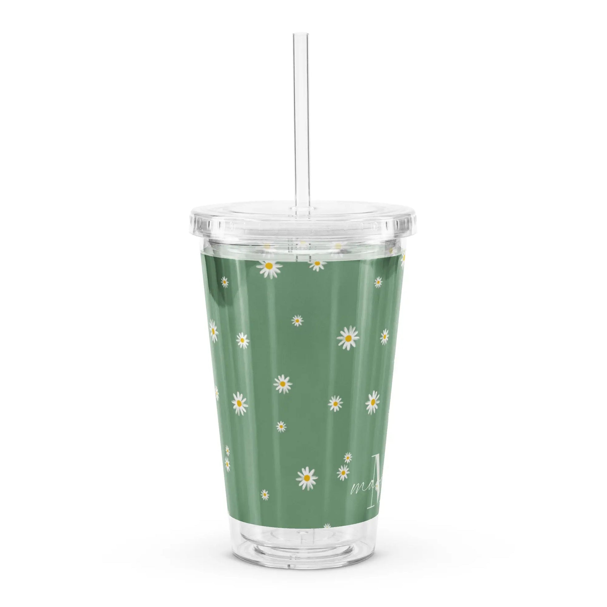 Flower Pattern - Clear Cup -   Weinbecher, Doppelwandiger Becher aus Plastik (16 oz) #