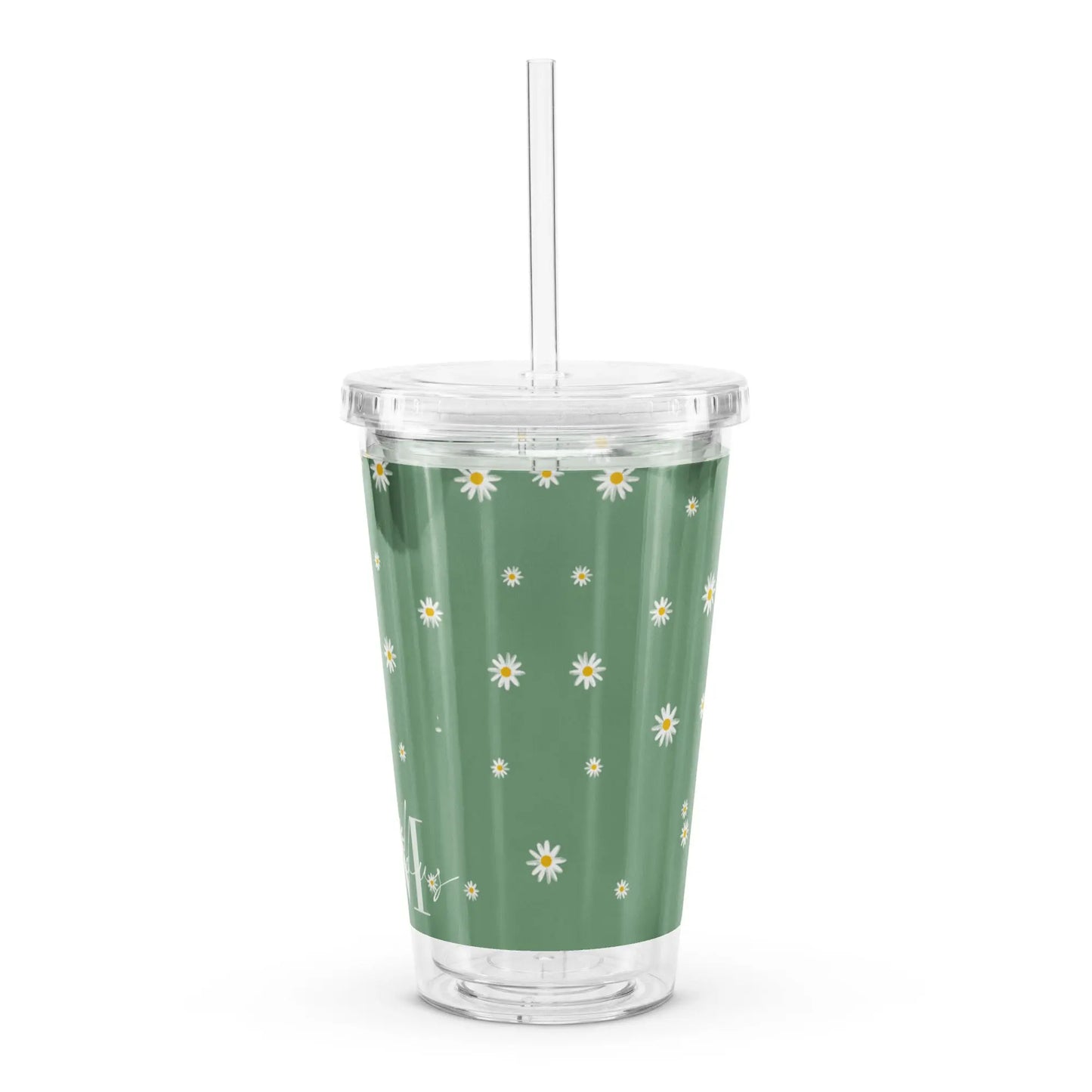 Flower Pattern - Clear Cup -   Weinbecher, Doppelwandiger Becher aus Plastik (16 oz) #
