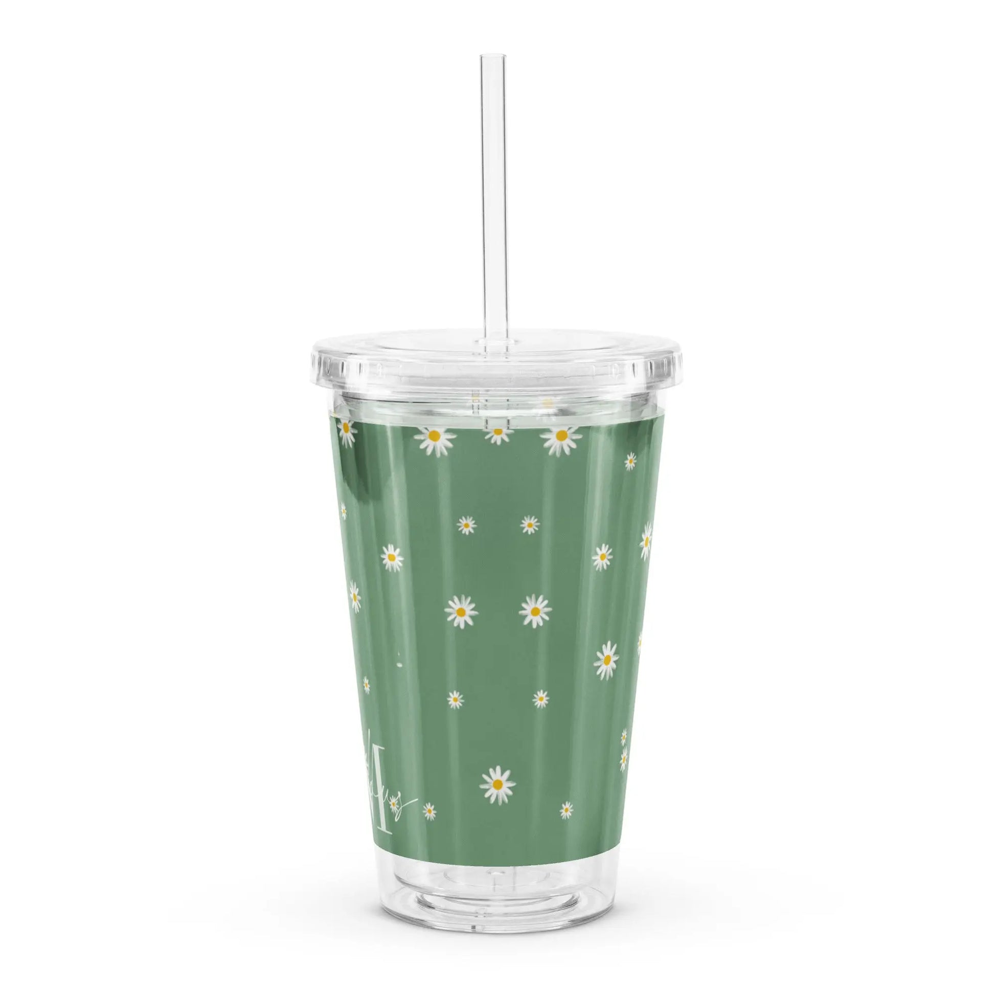 Flower Pattern - Clear Cup -   Weinbecher, Doppelwandiger Becher aus Plastik (16 oz) #
