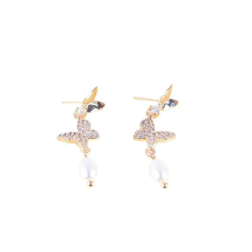„Freshwater Pearl“ Schmetterlingsohrringe -   0 #