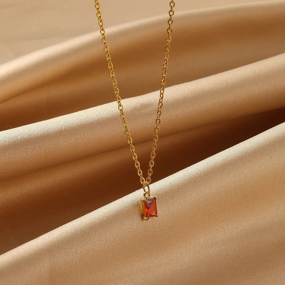 Ins December Birthday Stone Pendant Clavicle Chain Female Stainless Steel Simple -   0 #