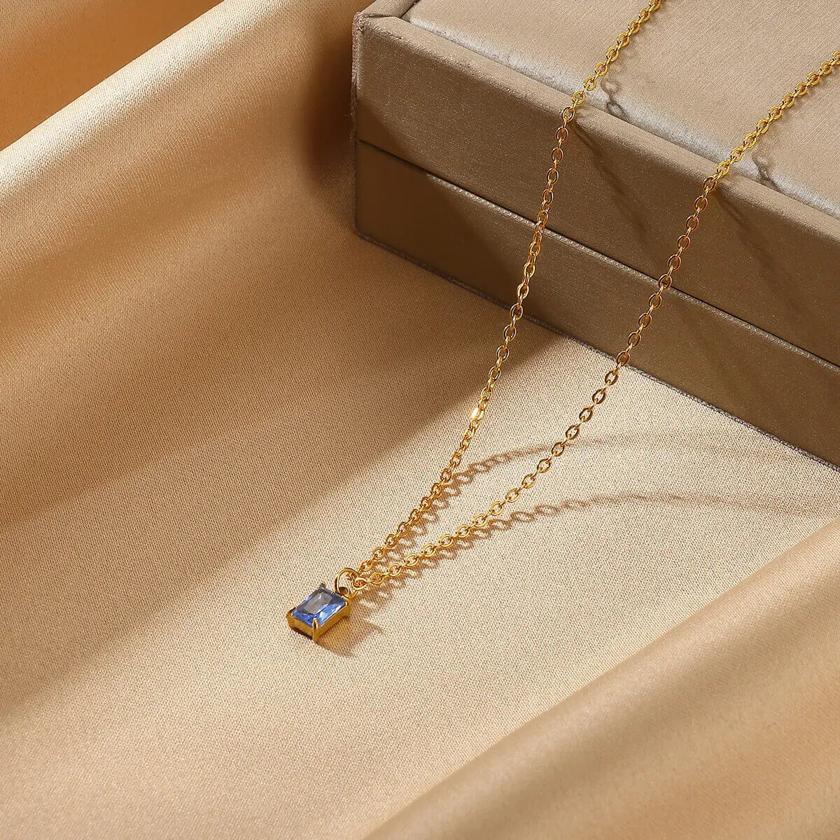 Ins December Birthday Stone Pendant Clavicle Chain Female Stainless Steel Simple -   0 #