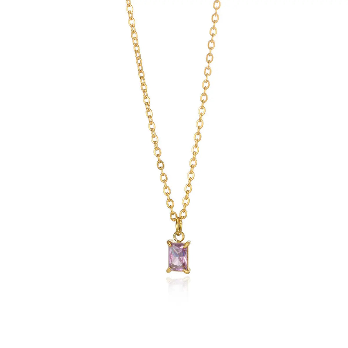 Ins December Birthday Stone Pendant Clavicle Chain Female Stainless Steel Simple -   0 #