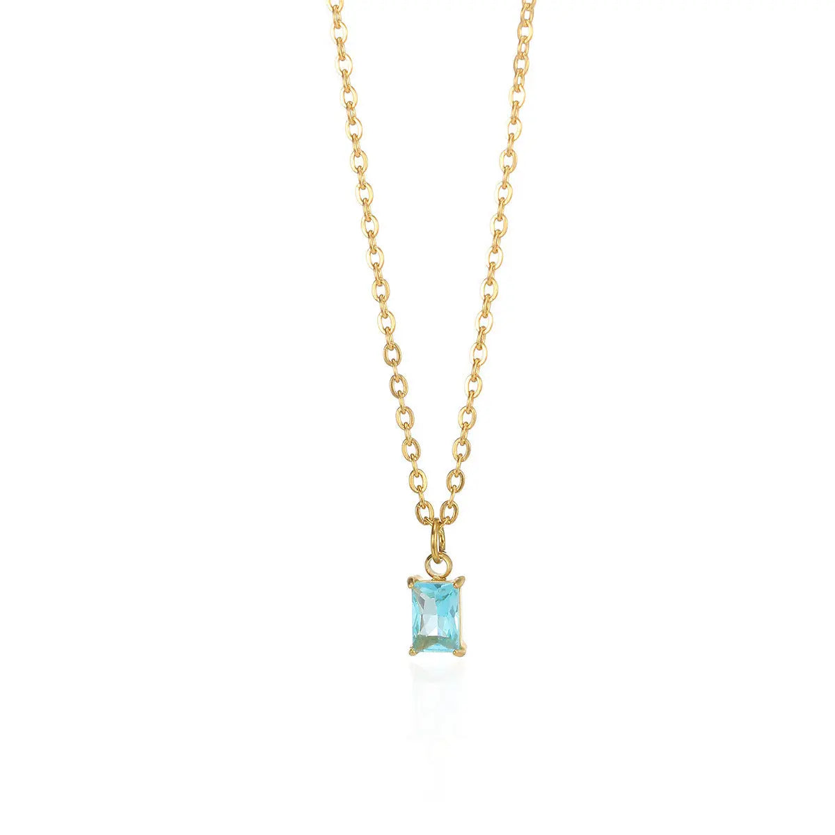 Ins December Birthday Stone Pendant Clavicle Chain Female Stainless Steel Simple -   0 #