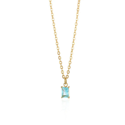 Ins December Birthday Stone Pendant Clavicle Chain Female Stainless Steel Simple -   0 #