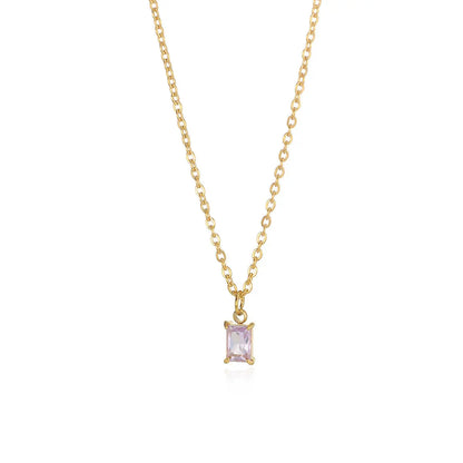 Ins December Birthday Stone Pendant Clavicle Chain Female Stainless Steel Simple -   0 #