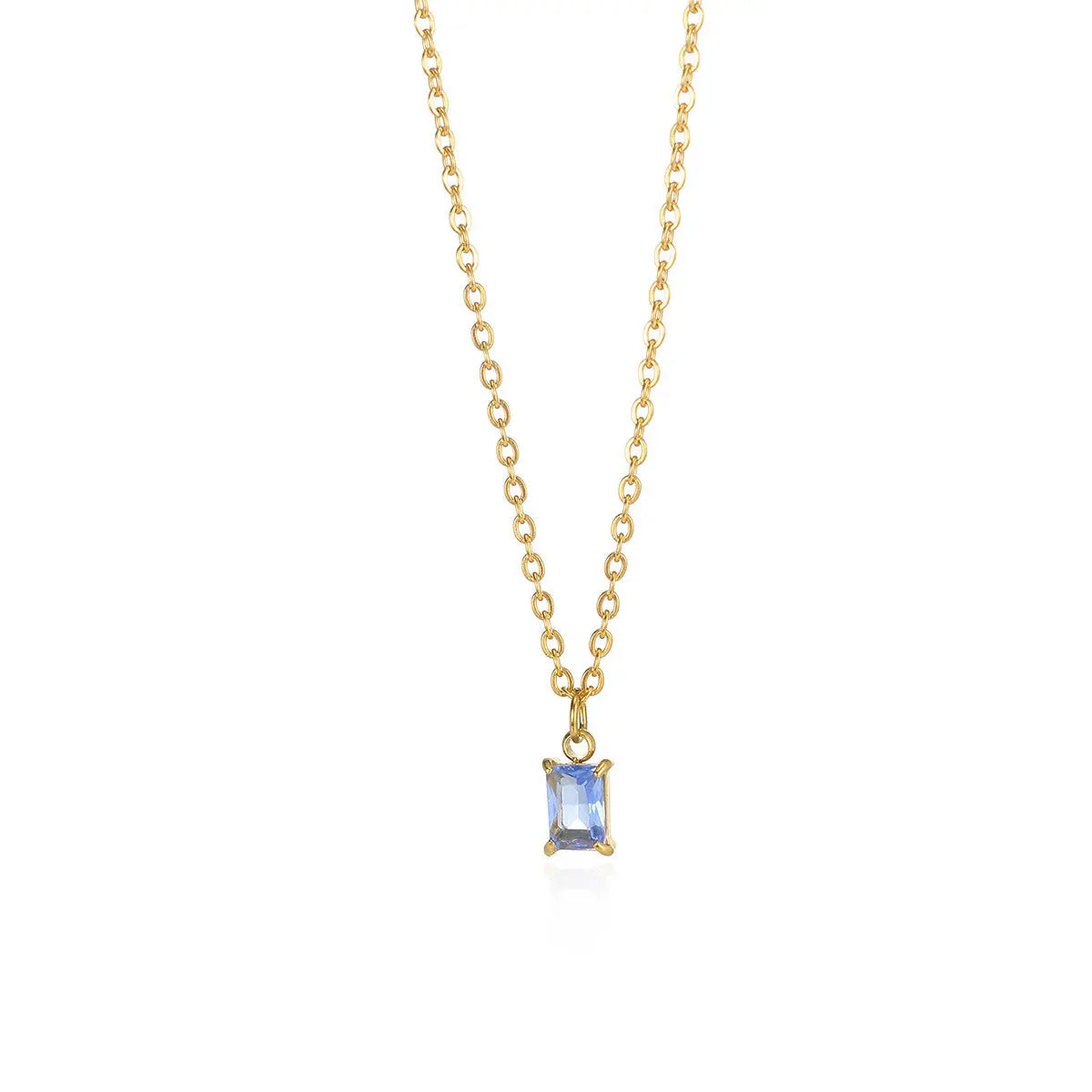 Ins December Birthday Stone Pendant Clavicle Chain Female Stainless Steel Simple -   0 #
