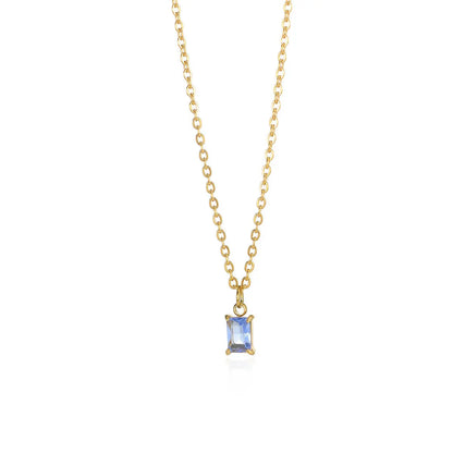 Ins December Birthday Stone Pendant Clavicle Chain Female Stainless Steel Simple -   0 #