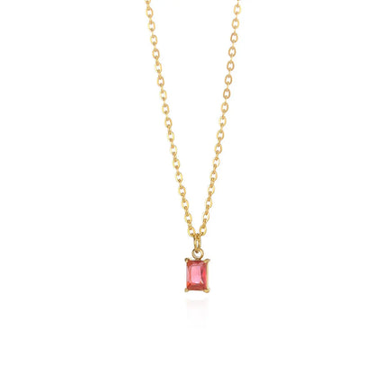 Ins December Birthday Stone Pendant Clavicle Chain Female Stainless Steel Simple -   0 #