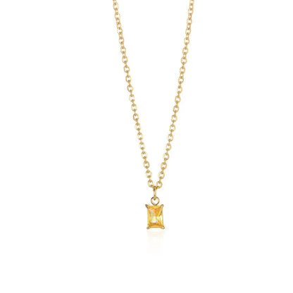 Ins December Birthday Stone Pendant Clavicle Chain Female Stainless Steel Simple -   0 #