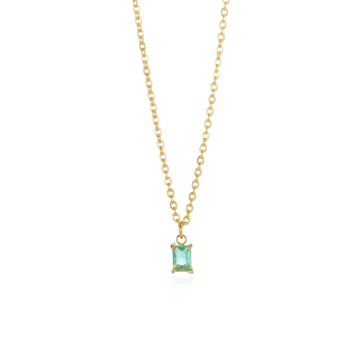 Ins December Birthday Stone Pendant Clavicle Chain Female Stainless Steel Simple -   0 #