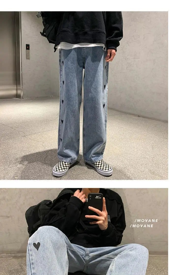 "Hearts" - Straight Jeans -   Jeans #