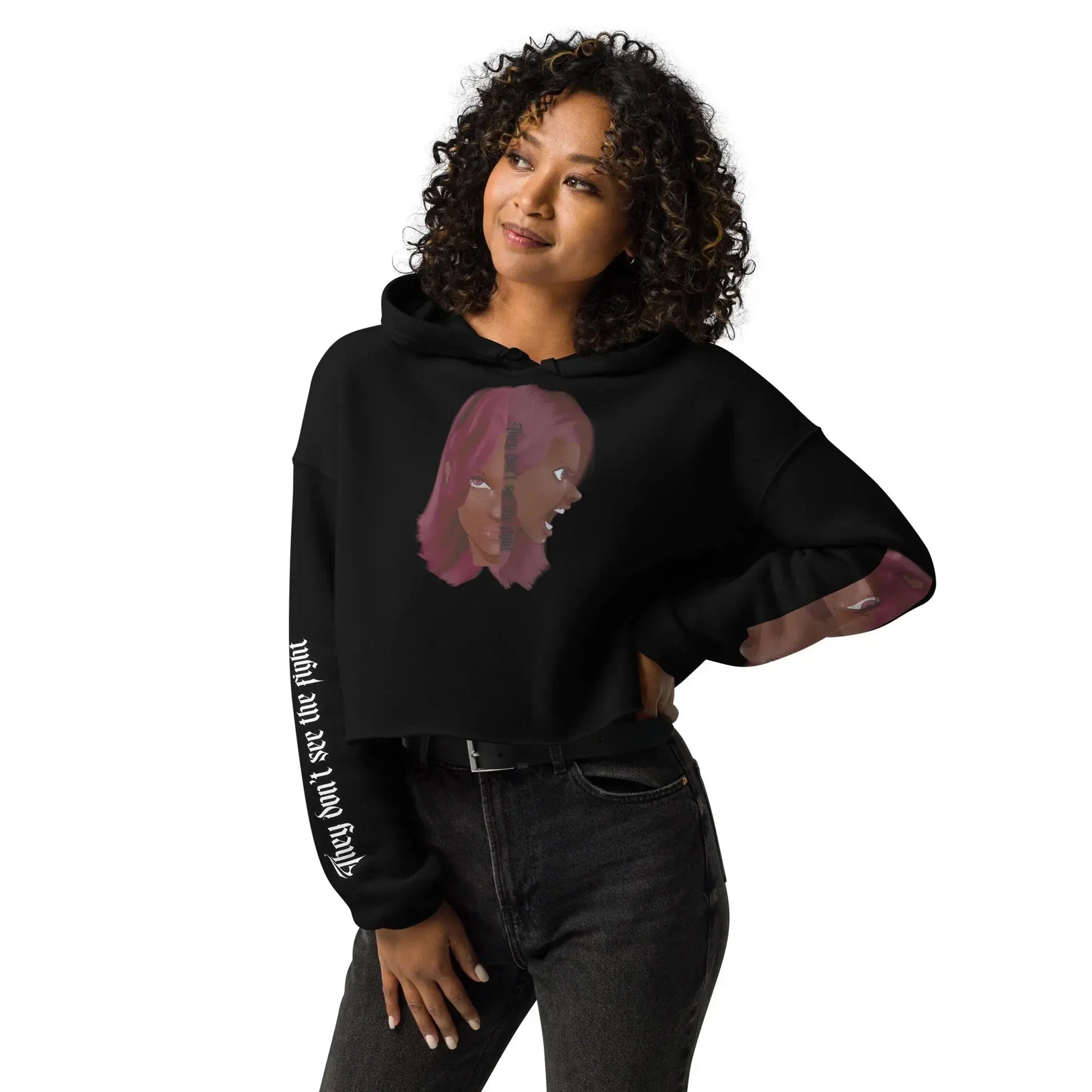 Invisible Fight - Crop Hoodie -    #