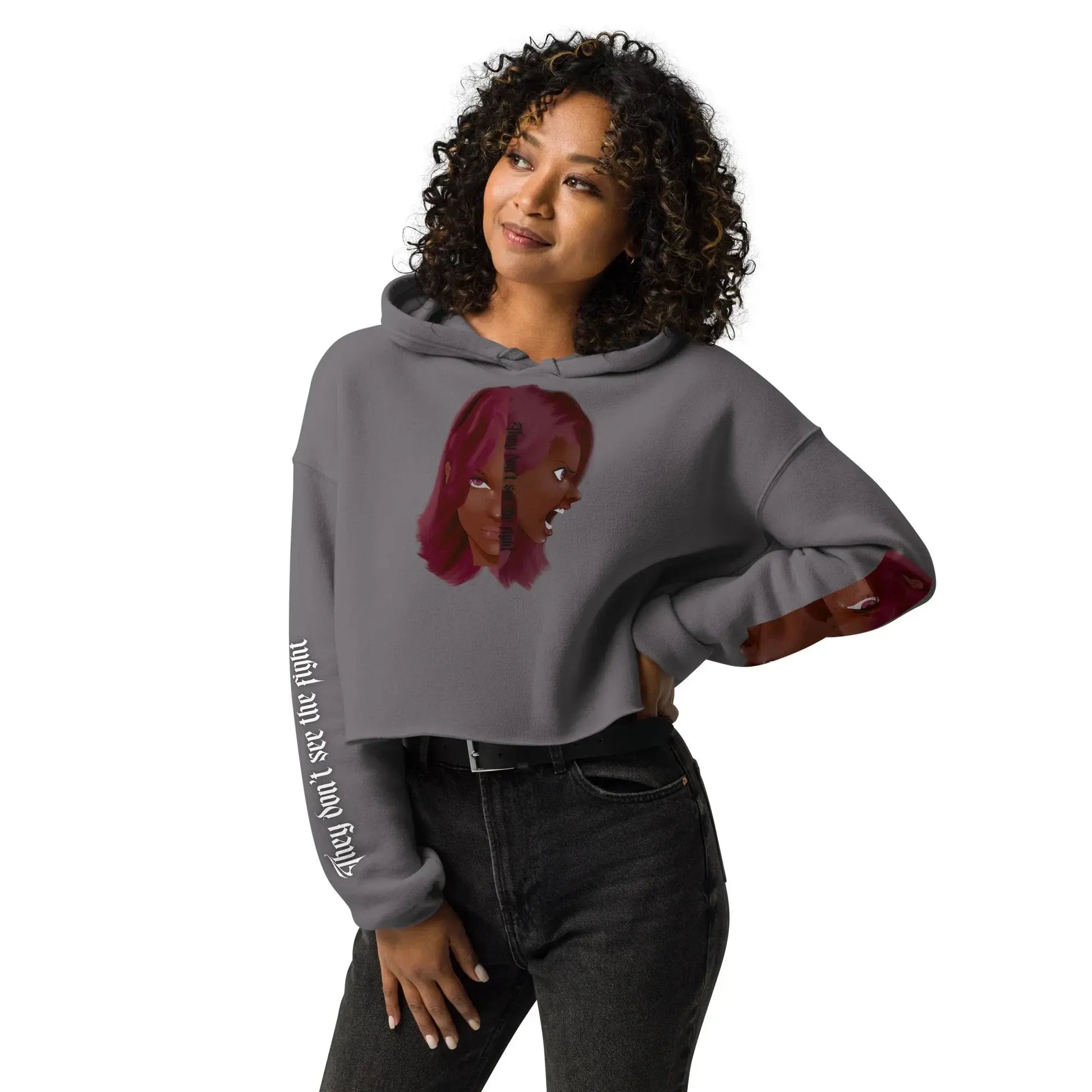 Invisible Fight - Crop Hoodie -    #