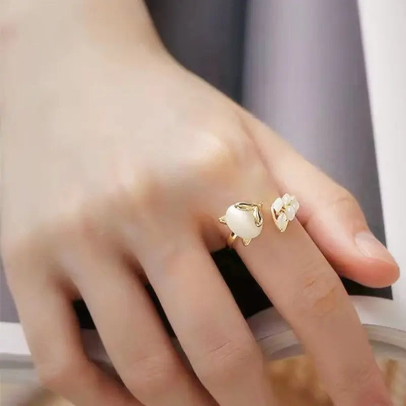 Cute Little Fox Special-interest Design Light Luxury Open Ring -   0 #