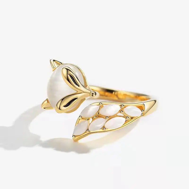 Cute Little Fox Special-interest Design Light Luxury Open Ring -   0 #