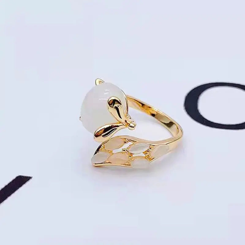 Cute Little Fox Special-interest Design Light Luxury Open Ring -   0 #