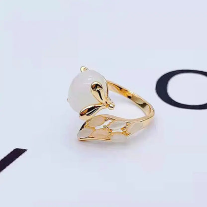 Cute Little Fox Special-interest Design Light Luxury Open Ring -   0 #
