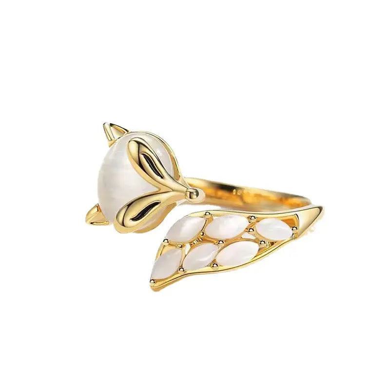 Cute Little Fox Special-interest Design Light Luxury Open Ring -   0 #