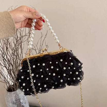 Women's Dinner Flower Clipped Button Shell Bag - Marvelous Miss McCray
