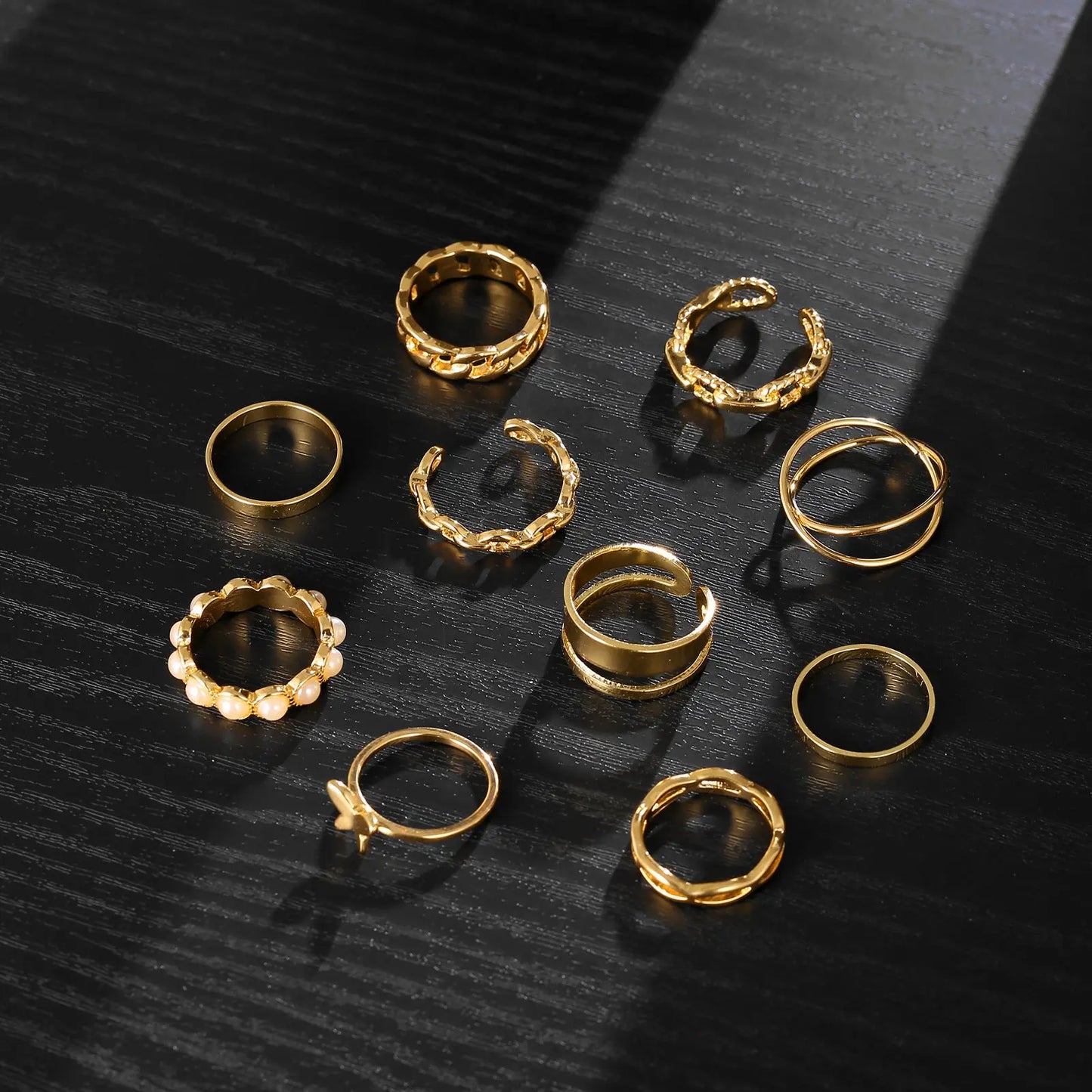 Retro  Pearl Knuckle Ring Butterfly Ring Suit 10-piece Set