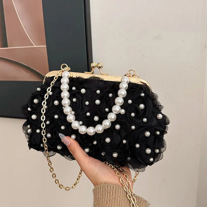 Women's Dinner Flower Clipped Button Shell Bag - Marvelous Miss McCray