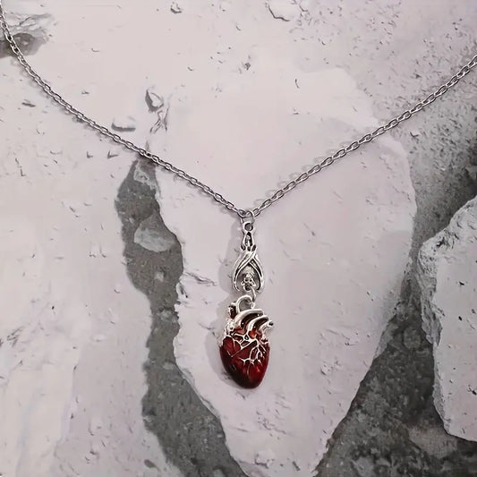 Bat-shaped Blood Drop Heart Pendant Necklace