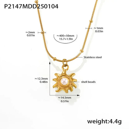 SUNFLOWER Shell Pearls Clavicle Necklace -   Schmuck #