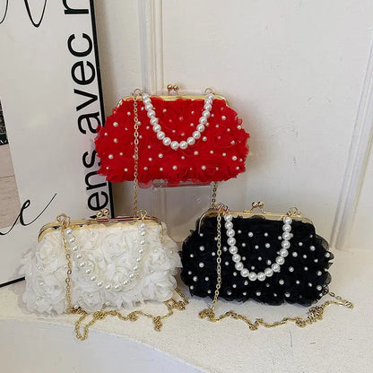 Women's Dinner Flower Clipped Button Shell Bag - Marvelous Miss McCray
