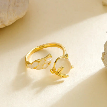 Creative Cute Opal Little Fox Open Ring -   0