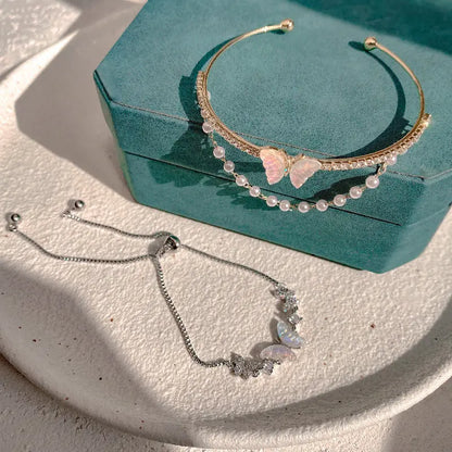Gentle Sweet Butterfly Bracelet Pearl -   0