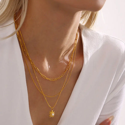 SUNFLOWER Shell Pearls Clavicle Necklace -   Schmuck #