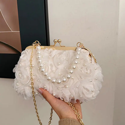 Women's Dinner Flower Clipped Button Shell Bag - Marvelous Miss McCray