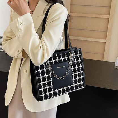 Large Capacity Plaid Tote Fashion All-matching - Marvelous Miss McCray